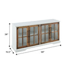58-Inch Rustic Farmhouse TV Stand with Tempered Glass Doors and Shelves