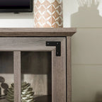 58-Inch Rustic Farmhouse TV Stand with Tempered Glass Doors and Shelves
