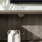 58-Inch Rustic Farmhouse TV Stand with Tempered Glass Doors and Shelves