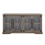 58-Inch Rustic Farmhouse TV Stand with Tempered Glass Doors and Shelves