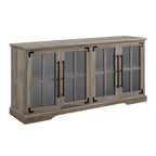 58-Inch Rustic Farmhouse TV Stand with Tempered Glass Doors and Shelves