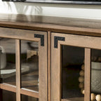 58-Inch Rustic Farmhouse TV Stand with Tempered Glass Doors and Shelves