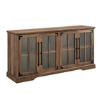 58-Inch Rustic Farmhouse TV Stand with Tempered Glass Doors and Shelves