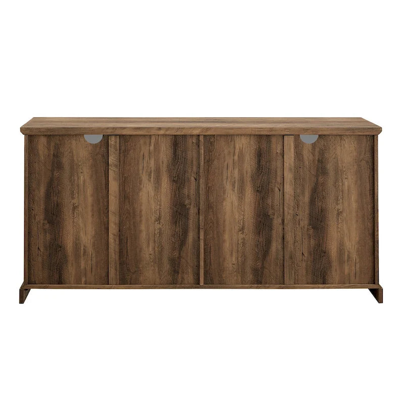 58-Inch Rustic Farmhouse TV Stand with Tempered Glass Doors and Shelves