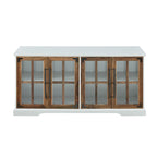 58-Inch Rustic Farmhouse TV Stand with Tempered Glass Doors and Shelves