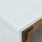 58-Inch Rustic Farmhouse TV Stand with Tempered Glass Doors and Shelves