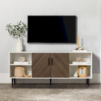 58-Inch Modern TV Console with Bookmatch Doors and Adjustable Shelves