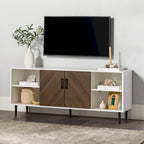 58-Inch Modern TV Console with Bookmatch Doors and Adjustable Shelves