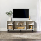 58-Inch Modern TV Console with Bookmatch Doors and Adjustable Shelves