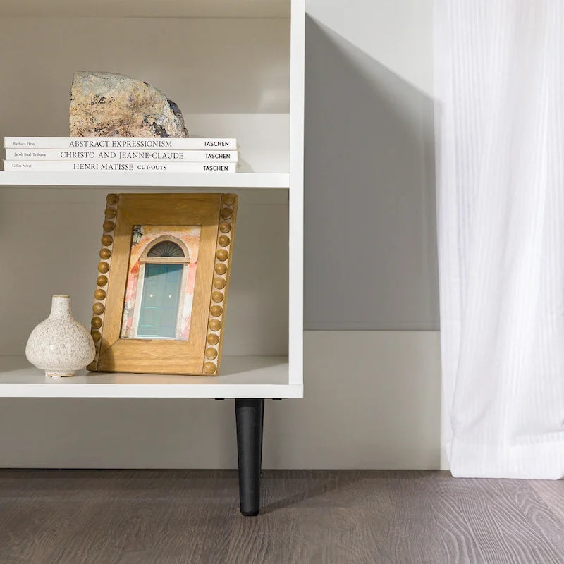 58-Inch Modern TV Console with Bookmatch Doors and Adjustable Shelves