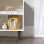 58-Inch Modern TV Console with Bookmatch Doors and Adjustable Shelves
