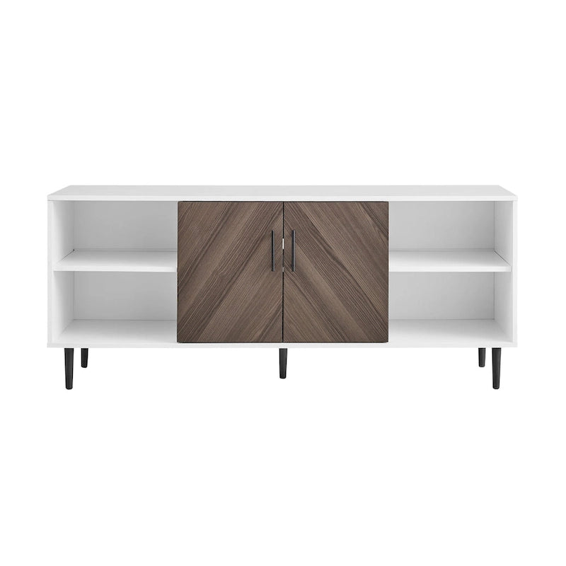 58-Inch Modern TV Console with Bookmatch Doors and Adjustable Shelves