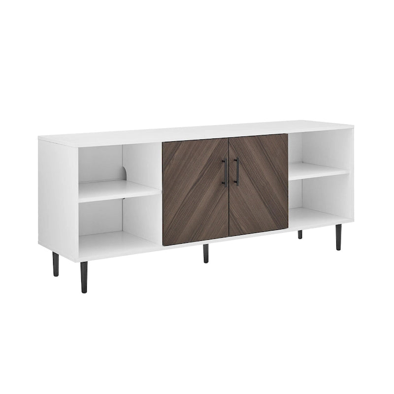 58-Inch Modern TV Console with Bookmatch Doors and Adjustable Shelves