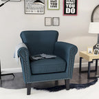 Navy Blue 31 Inch Upholstered Club Chair with Nailhead Trim