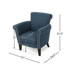 Navy Blue 31 Inch Upholstered Club Chair with Nailhead Trim