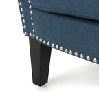 Navy Blue 31 Inch Upholstered Club Chair with Nailhead Trim