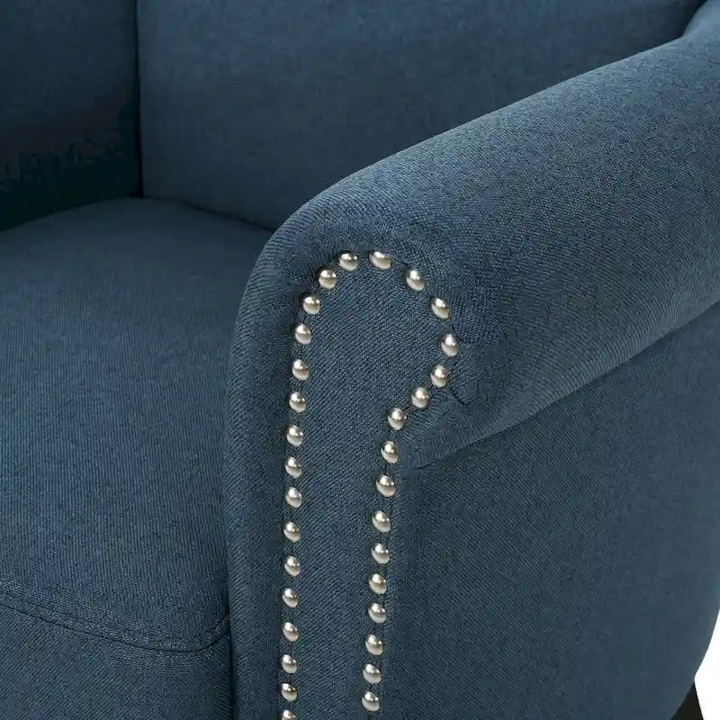 Navy Blue 31 Inch Upholstered Club Chair with Nailhead Trim