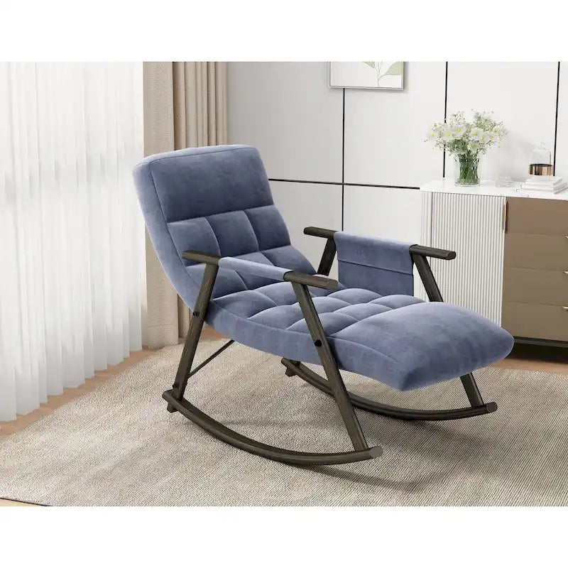 Folding Rocking Chair with Adjustable High Back and Footrest