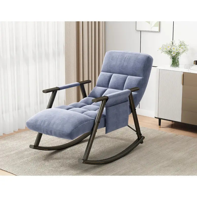 Folding Rocking Chair with Adjustable High Back and Footrest