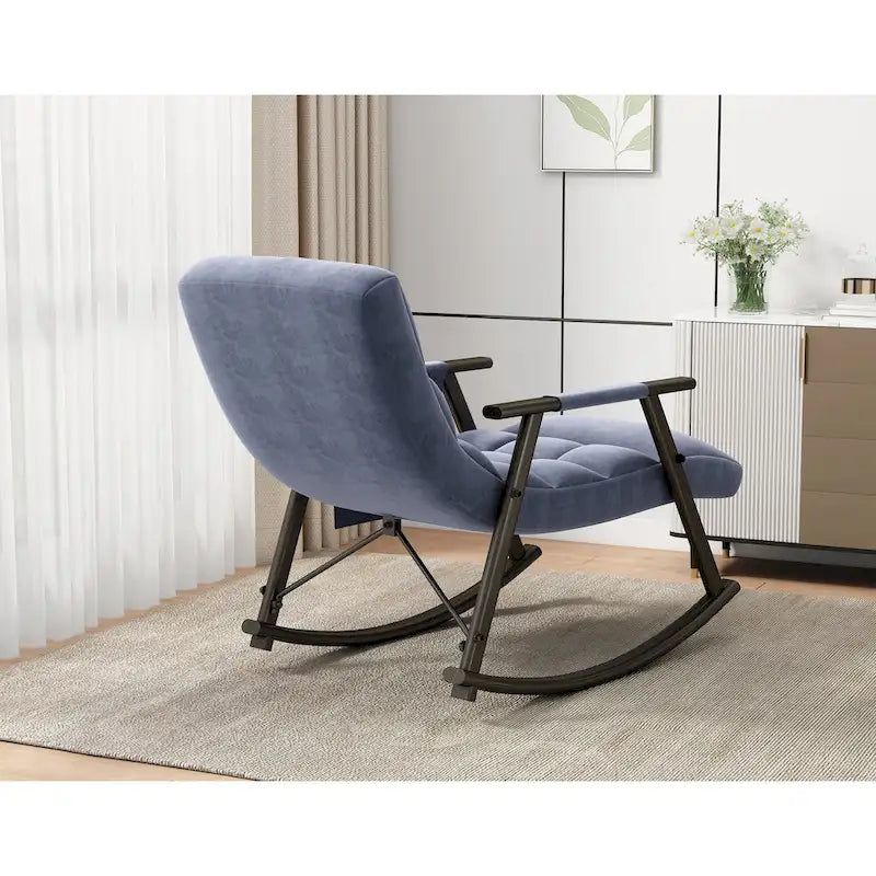 Folding Rocking Chair with Adjustable High Back and Footrest