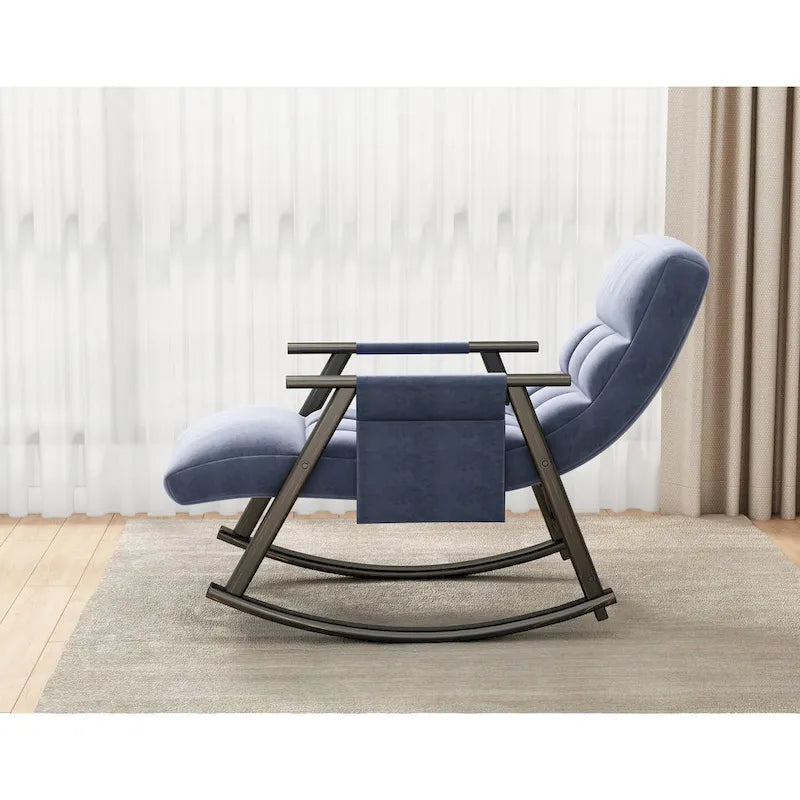 Folding Rocking Chair with Adjustable High Back and Footrest