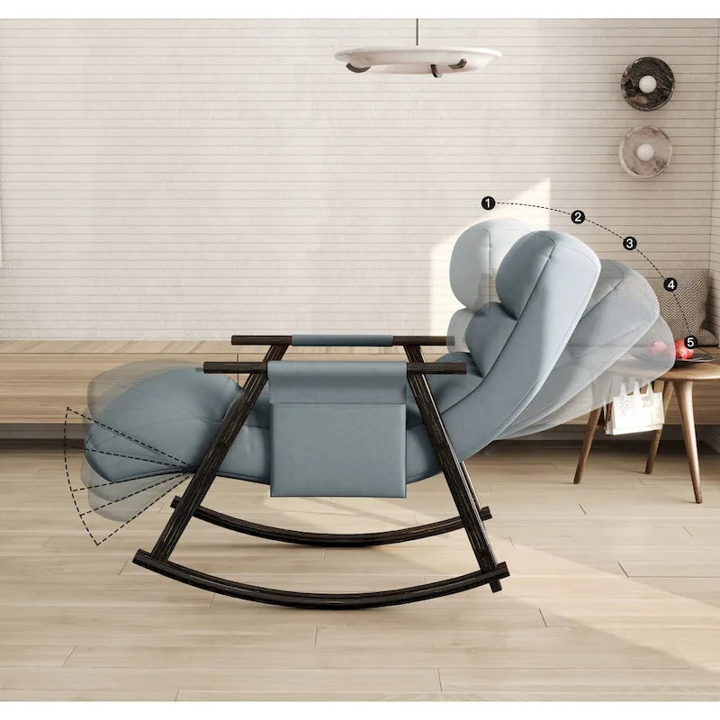 Folding Rocking Chair with Adjustable High Back and Footrest