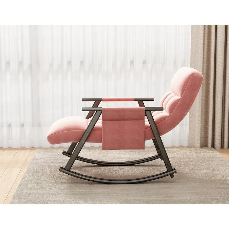 Folding Rocking Chair with Adjustable High Back and Footrest