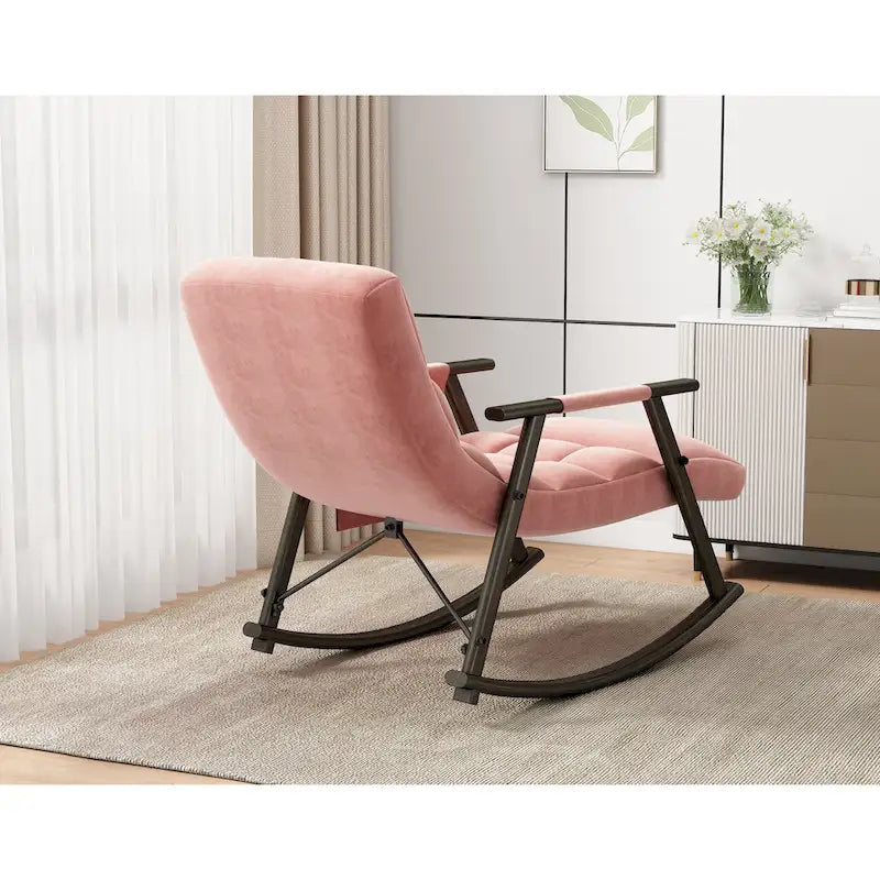 Folding Rocking Chair with Adjustable High Back and Footrest