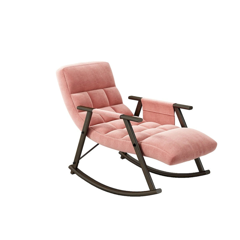 Folding Rocking Chair with Adjustable High Back and Footrest