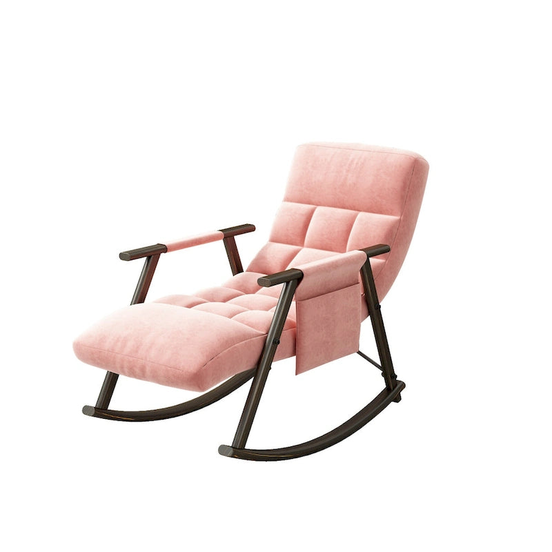 Folding Rocking Chair with Adjustable High Back and Footrest