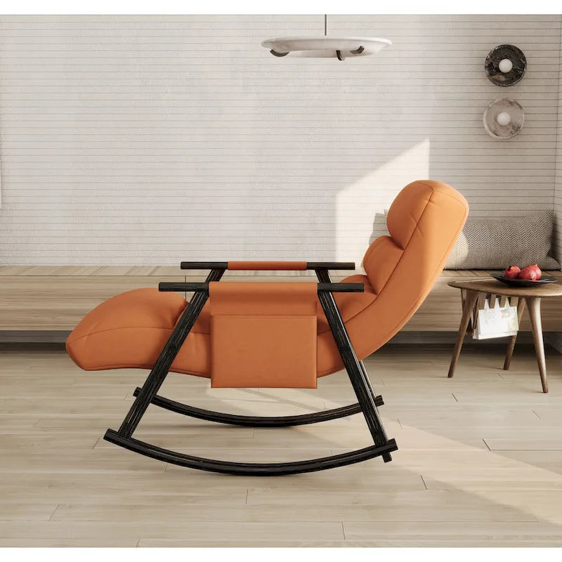 Folding Rocking Chair with Adjustable High Back and Footrest