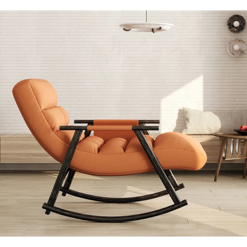 Folding Rocking Chair with Adjustable High Back and Footrest