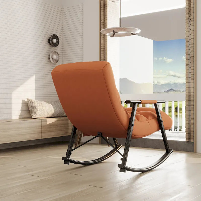 Folding Rocking Chair with Adjustable High Back and Footrest