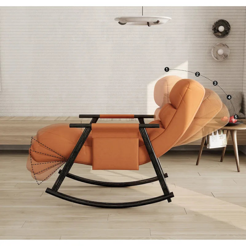 Folding Rocking Chair with Adjustable High Back and Footrest