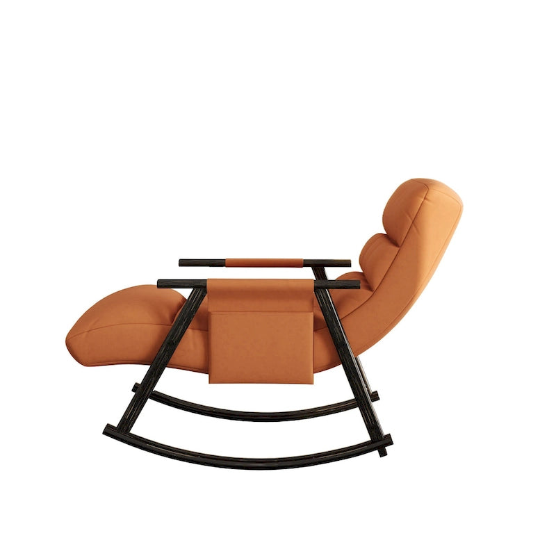 Folding Rocking Chair with Adjustable High Back and Footrest