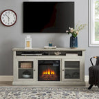 60 Inch Fireplace TV Stand with Glass Doors for TVs Up to 65 Inches