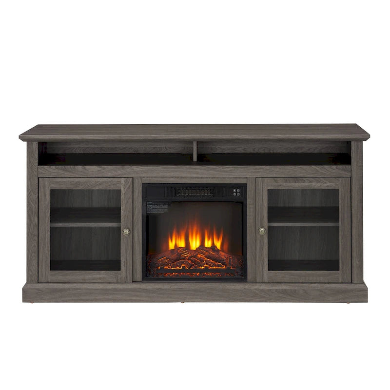 60 Inch Fireplace TV Stand with Glass Doors for TVs Up to 65 Inches