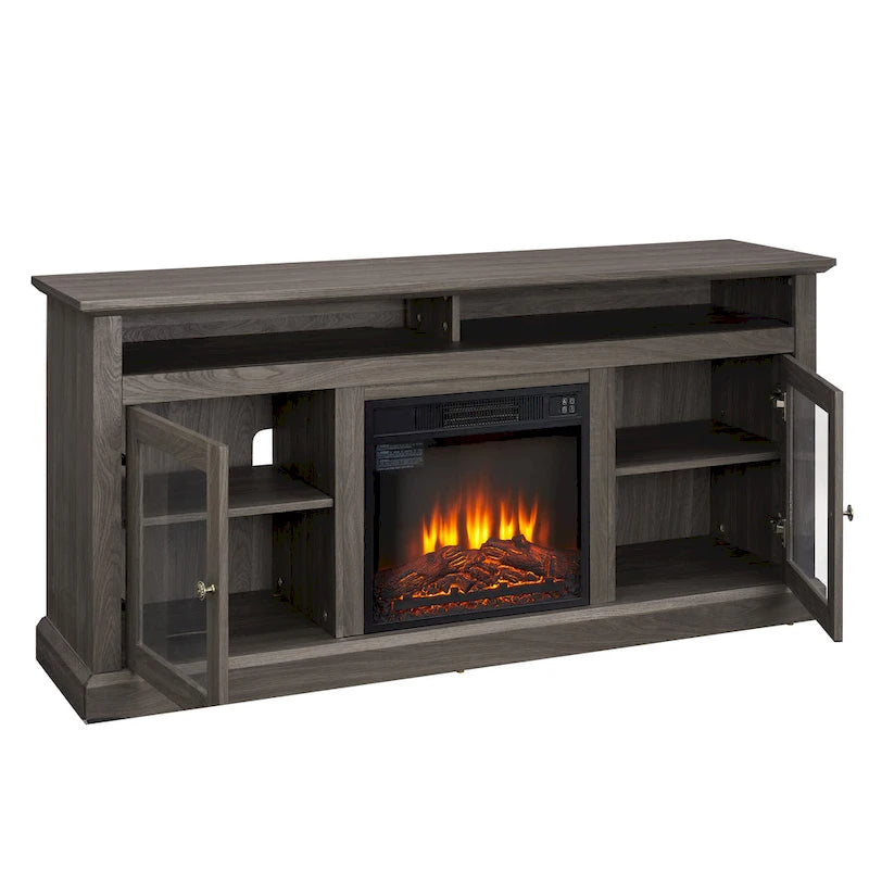 60 Inch Fireplace TV Stand with Glass Doors for TVs Up to 65 Inches