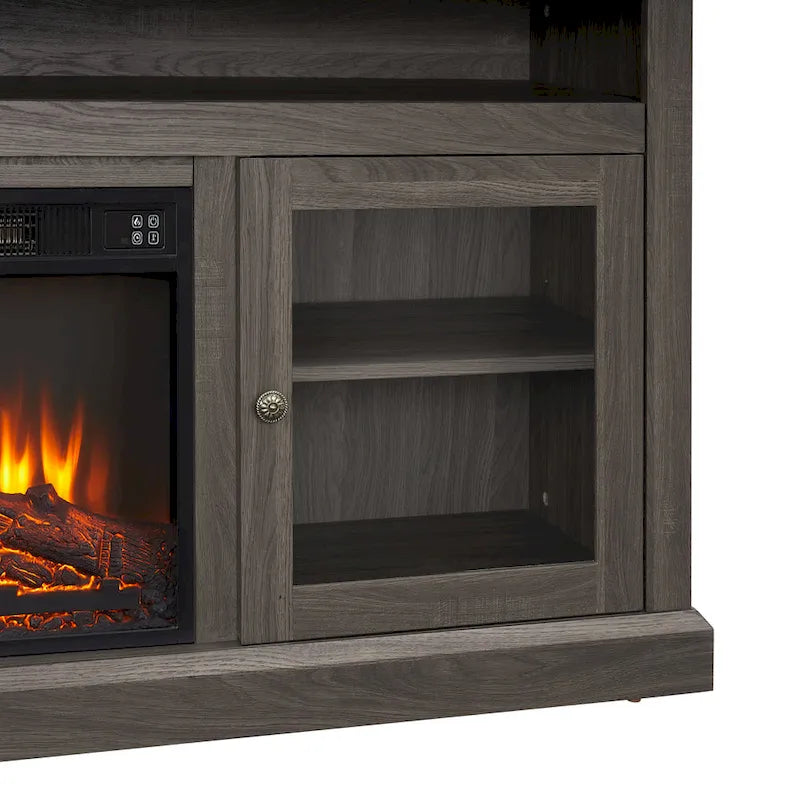 60 Inch Fireplace TV Stand with Glass Doors for TVs Up to 65 Inches