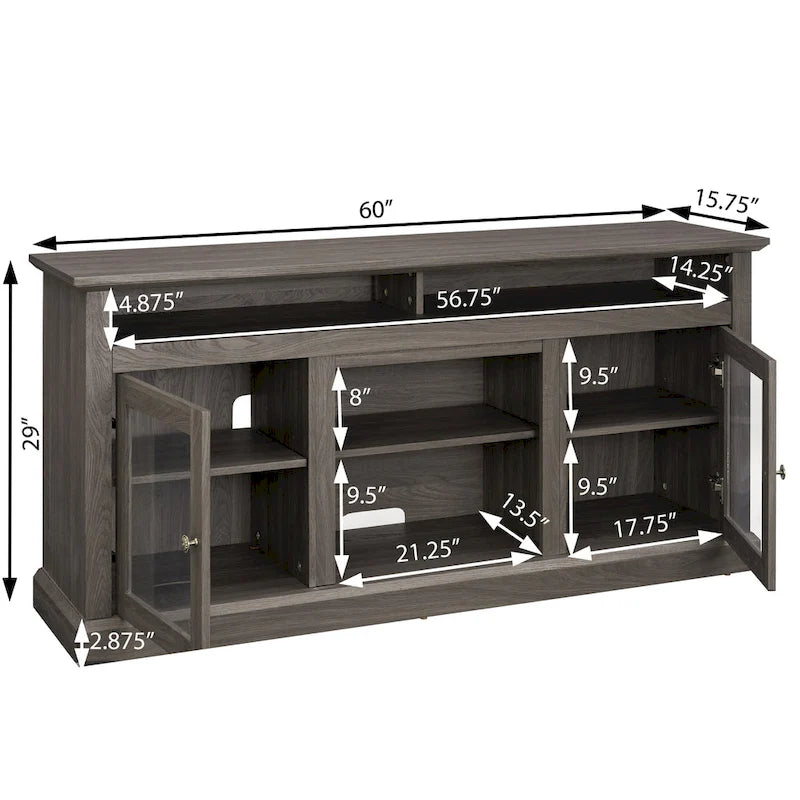 60 Inch Fireplace TV Stand with Glass Doors for TVs Up to 65 Inches