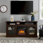 60 Inch Fireplace TV Stand with Glass Doors for TVs Up to 65 Inches