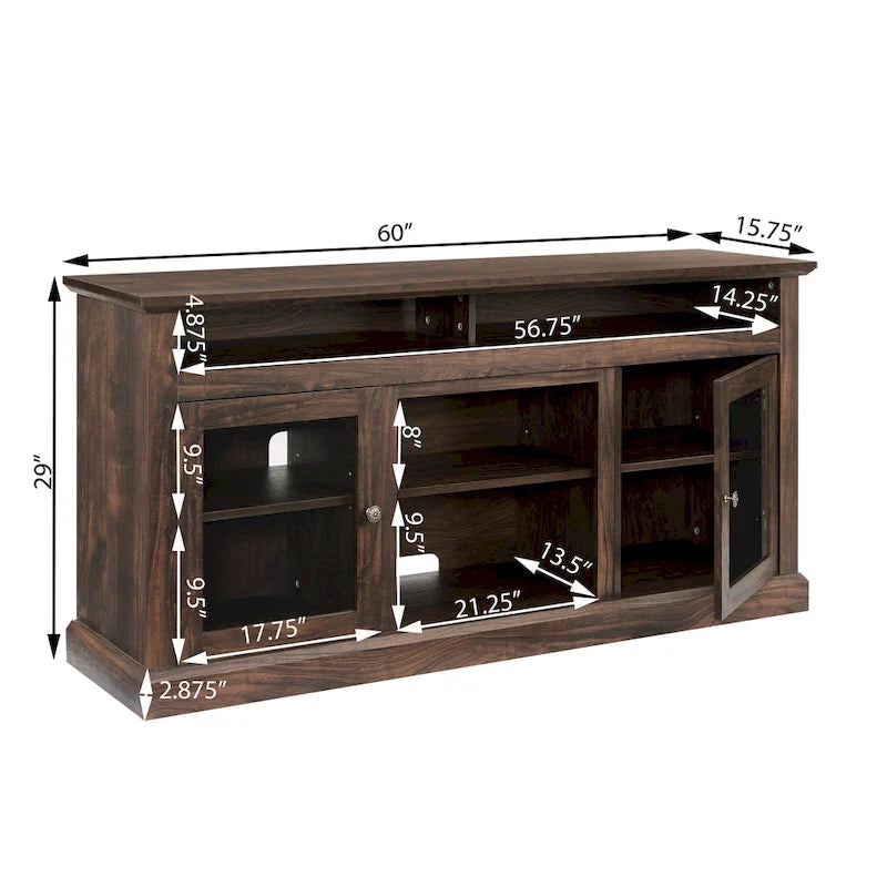 60 Inch Fireplace TV Stand with Glass Doors for TVs Up to 65 Inches