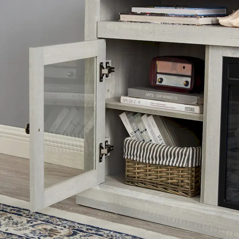 60 Inch Fireplace TV Stand with Glass Doors for TVs Up to 65 Inches
