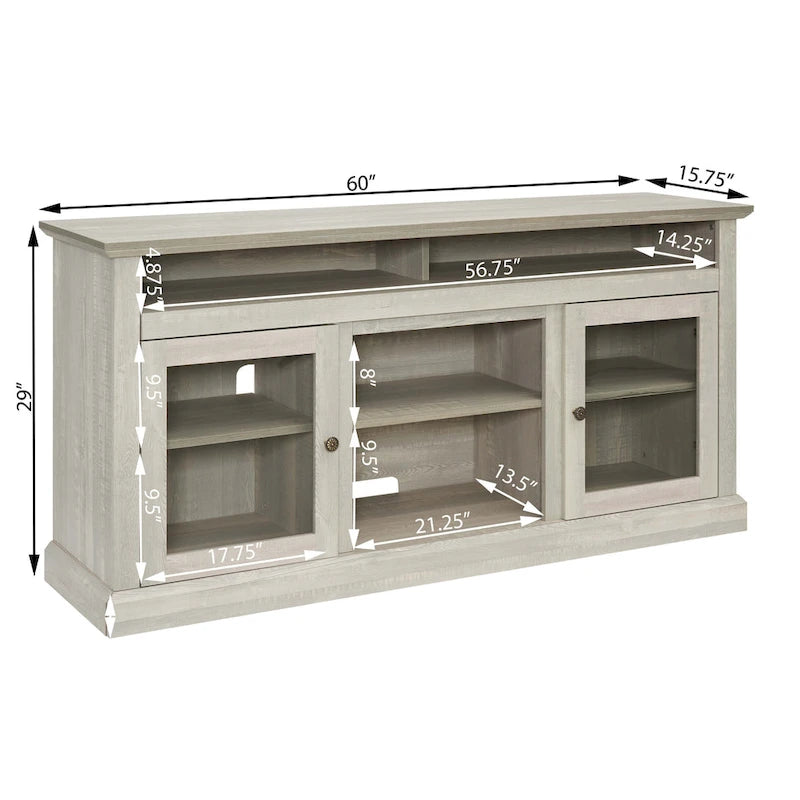 60 Inch Fireplace TV Stand with Glass Doors for TVs Up to 65 Inches