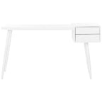 Mid-Century Scandinavian White Two-Drawer Desk with Metal Legs