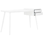 Mid-Century Scandinavian White Two-Drawer Desk with Metal Legs