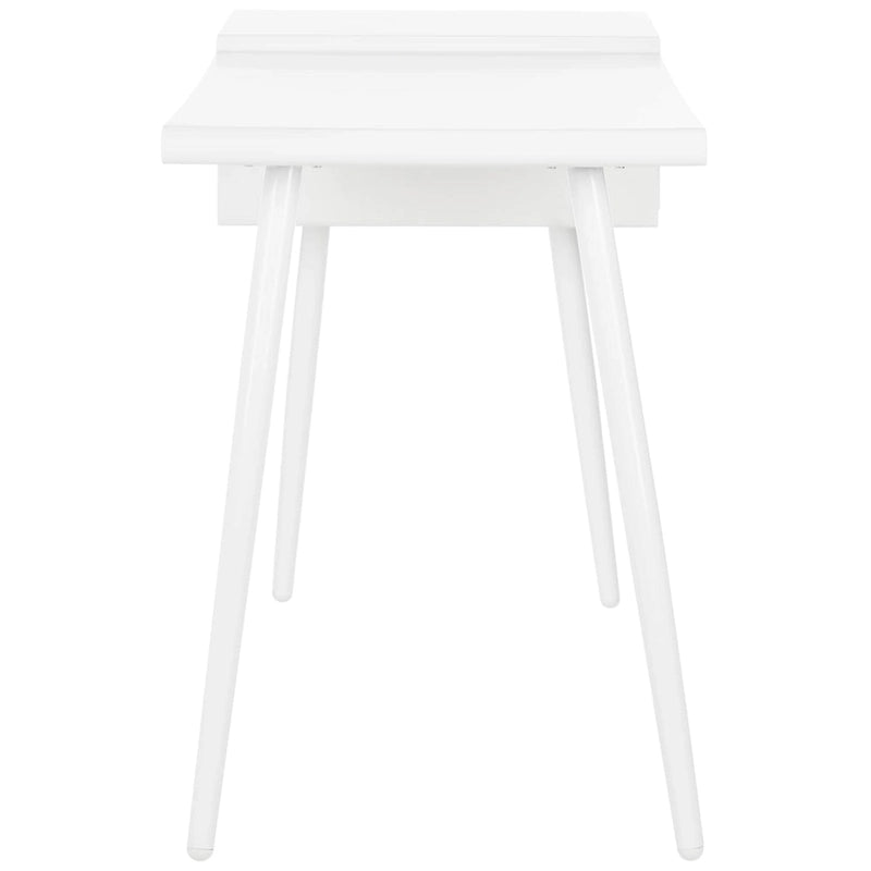 Mid-Century Scandinavian White Two-Drawer Desk with Metal Legs