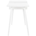 Mid-Century Scandinavian White Two-Drawer Desk with Metal Legs