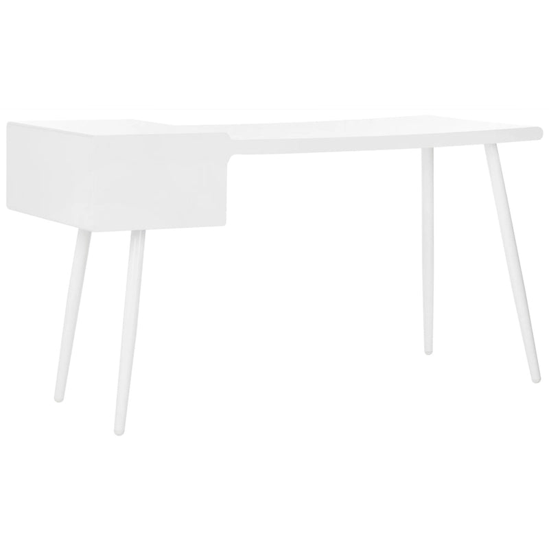 Mid-Century Scandinavian White Two-Drawer Desk with Metal Legs