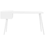 Mid-Century Scandinavian White Two-Drawer Desk with Metal Legs